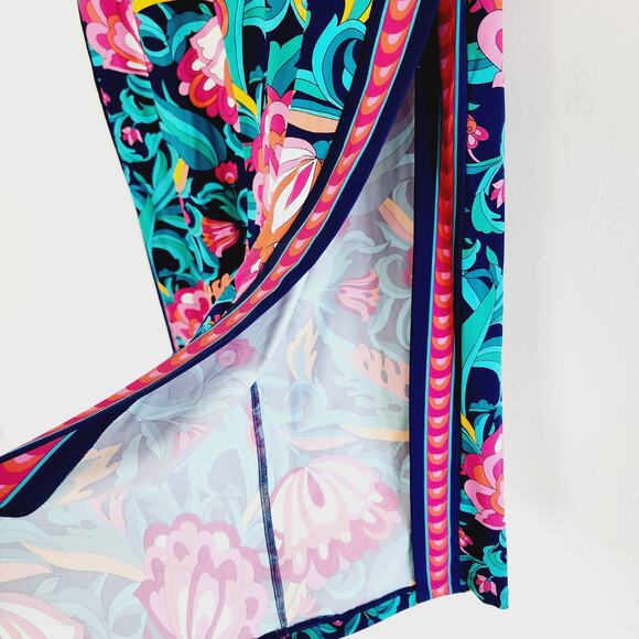 Trina Turk India Garden Swim Jersey High Rise Pant Swim Cover-Up Culottes Large - Picture 6 of 9